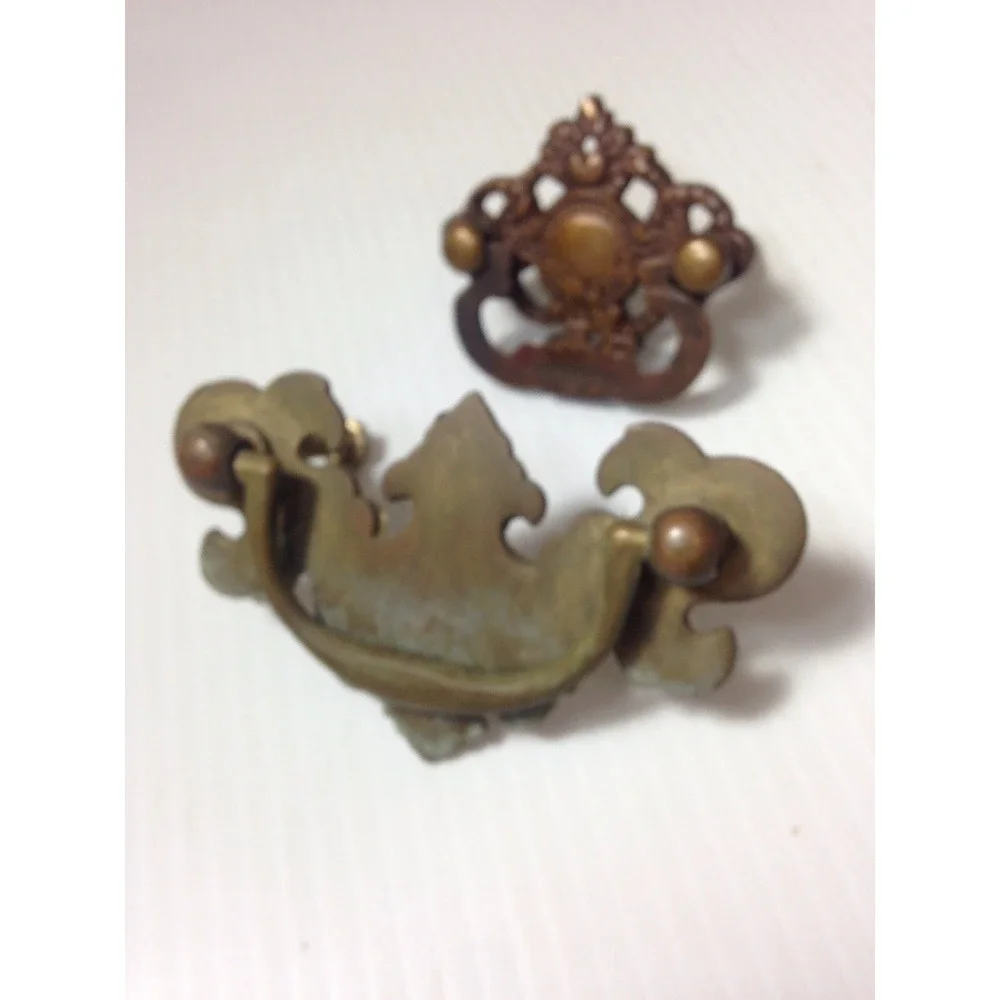 Antique Brass Drawer Pull lot 2 Ornate Hardware